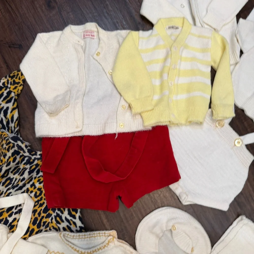Vintage Baby Toddler Knit Clothing‎ Lot 1950s 1960s Rompers Cardigans